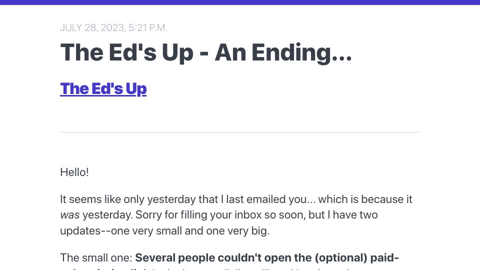 Screenshot of buttondown.email: Ed Yong is leaving The Atlantic