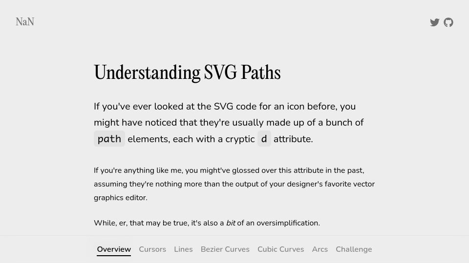 Screenshot of nan.fyi: An interactive guide to SVG paths