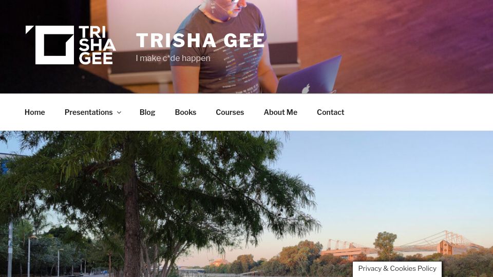 Screenshot of trishagee.com: I prefer trunk-based development