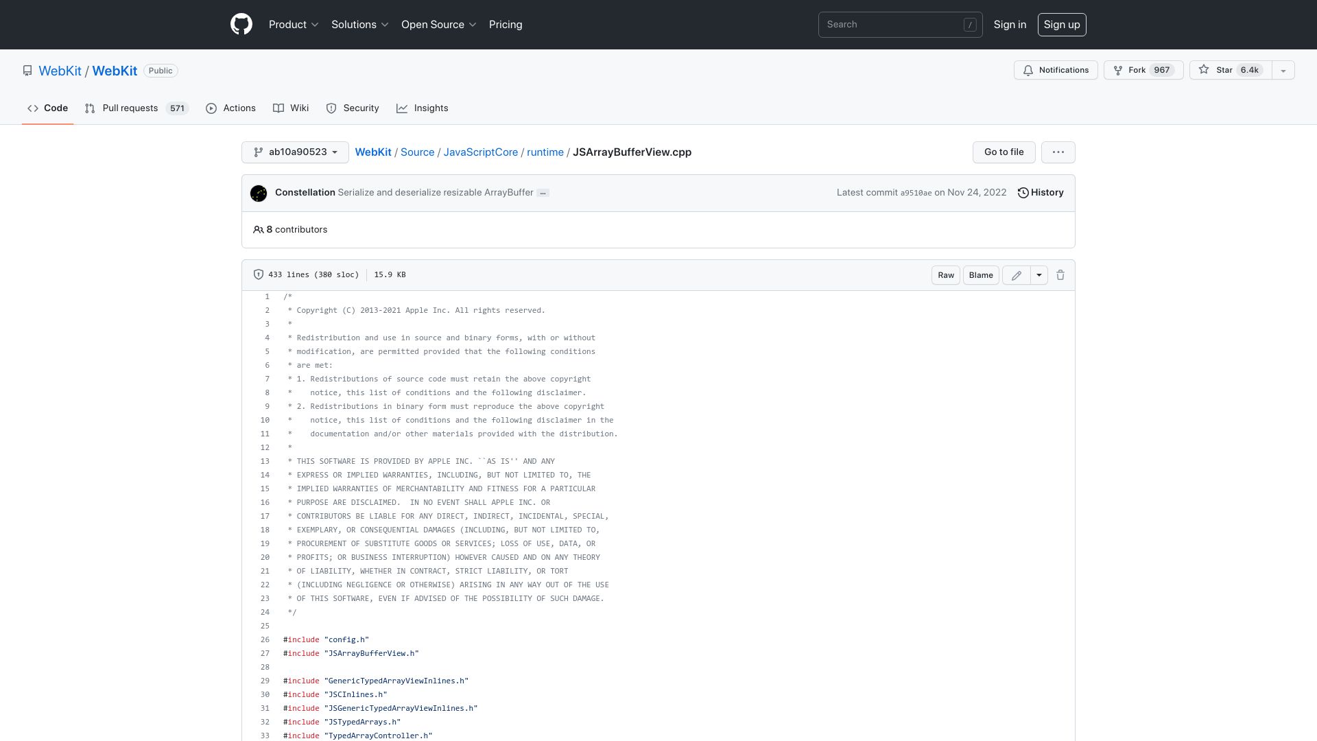 Screenshot of github.com: SlowDownAndWasteMemory()