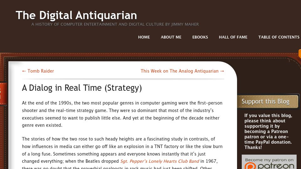 Screenshot of filfre.net: A Dialog in Real Time (Strategy)