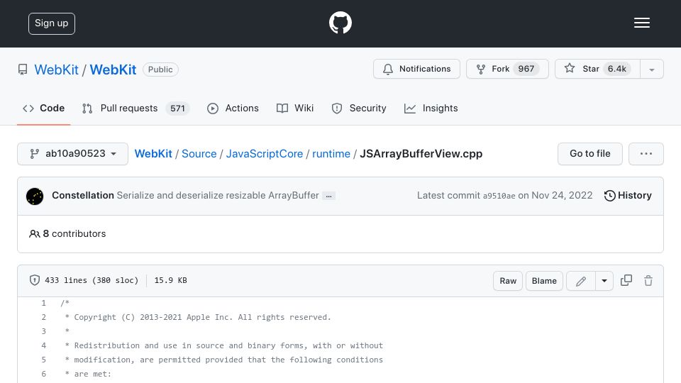 Screenshot of github.com: SlowDownAndWasteMemory()