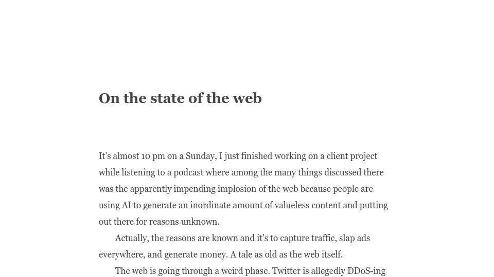 Screenshot of manuelmoreale.com: On the State of the Web