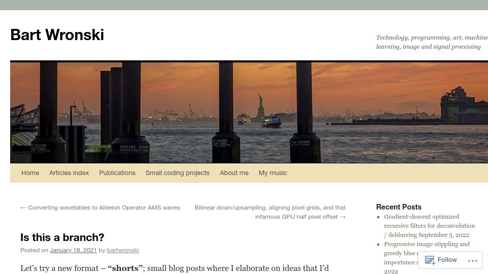Screenshot of bartwronski.com: Is This a Branch? (2021)