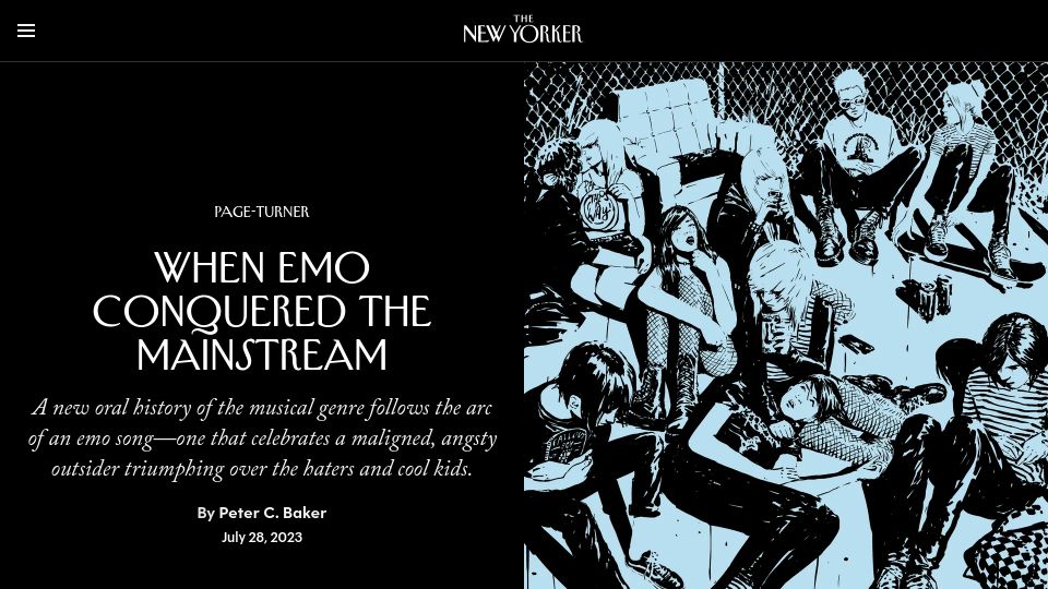 Screenshot of newyorker.com: When Emo Conquered the Mainstream