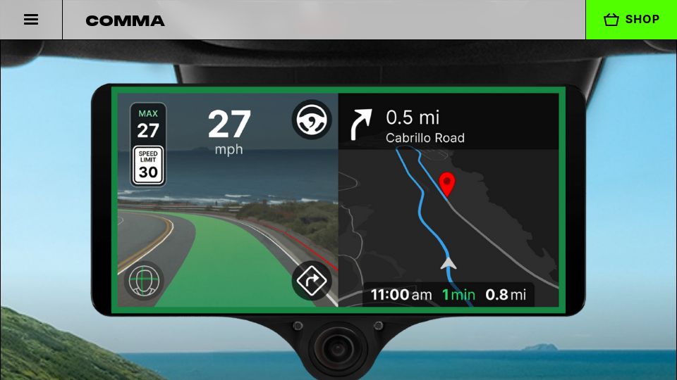 Screenshot of comma.ai: Comma 3X