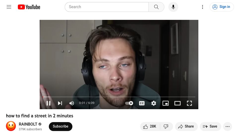 Screenshot of youtube.com: How to find a street in 2 minutes [video]