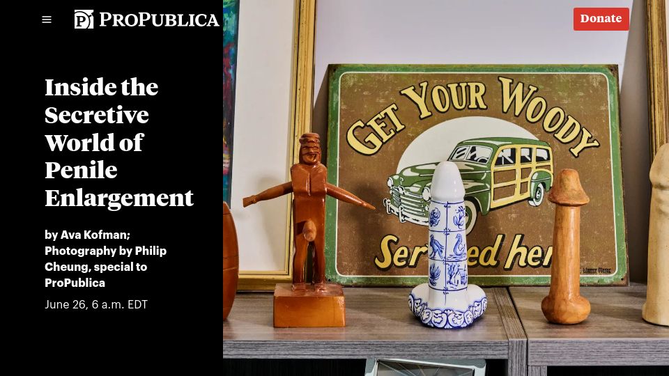 Screenshot of propublica.org: The Secretive World of Penile Enlargement