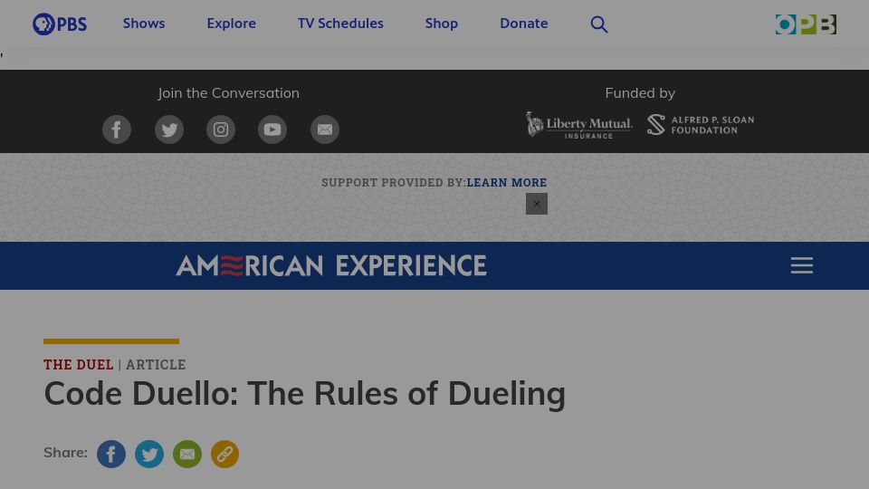 Screenshot of pbs.org: Code Duello: The Rules of Dueling (1963)