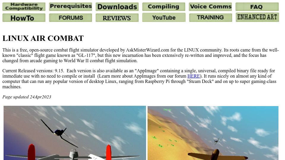Screenshot of askmisterwizard.com: Linux Air Combat: free, lightweight and open-source combat flight simulator