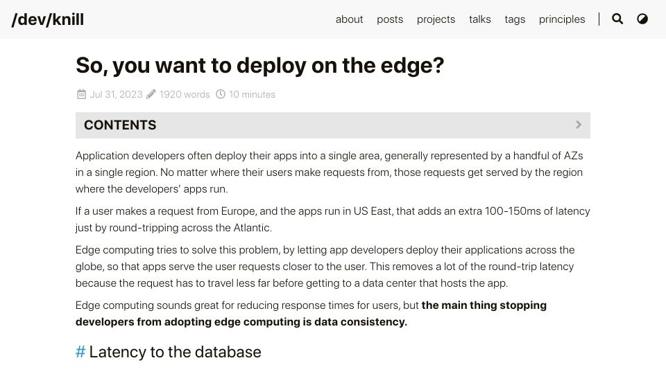 Screenshot of zknill.io: So, you want to deploy on the edge?