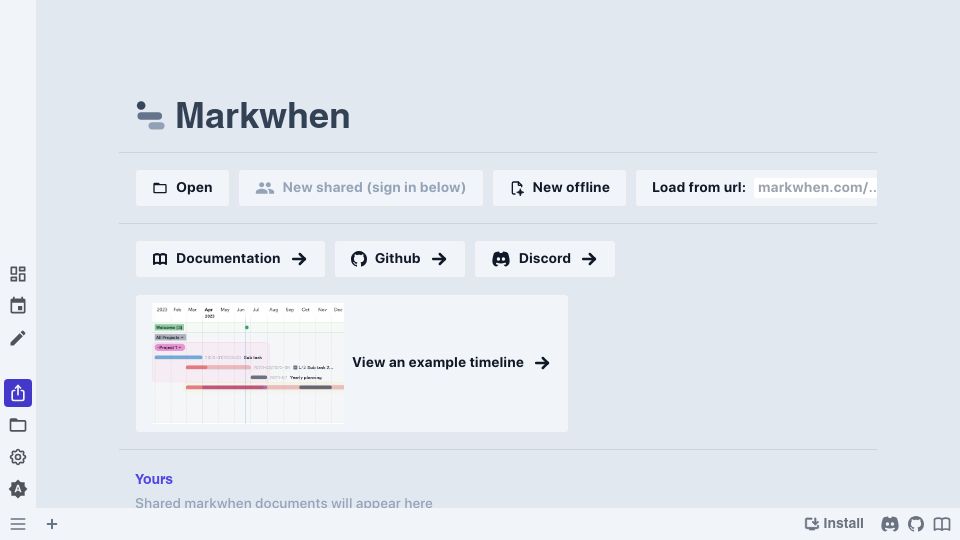 Screenshot of app.markwhen.com: Show HN: Markwhen: Markdown for Timelines