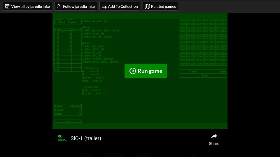 Screenshot of jaredkrinke.itch.io: Show HN: Single-Instruction (Subleq) Programming Game