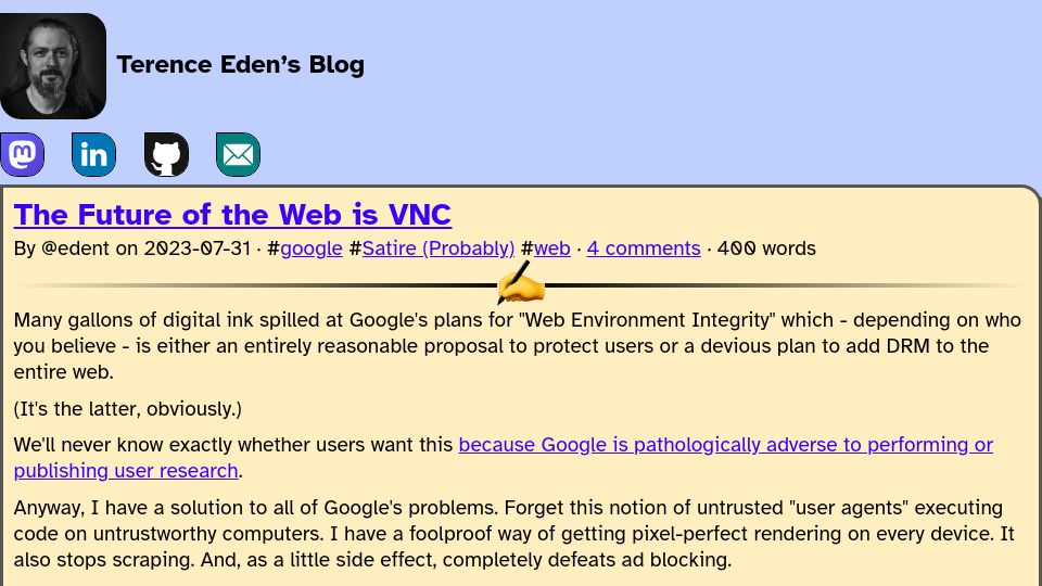 Screenshot of shkspr.mobi: The Future of the Web Is VNC