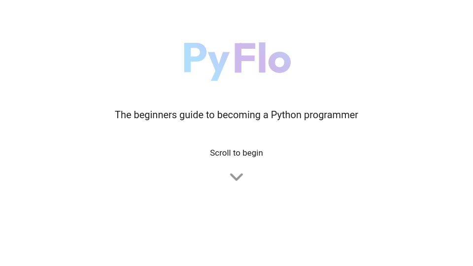 Screenshot of pyflo.net: Show HN: Pyflo – a free, interactive guide to learning Python