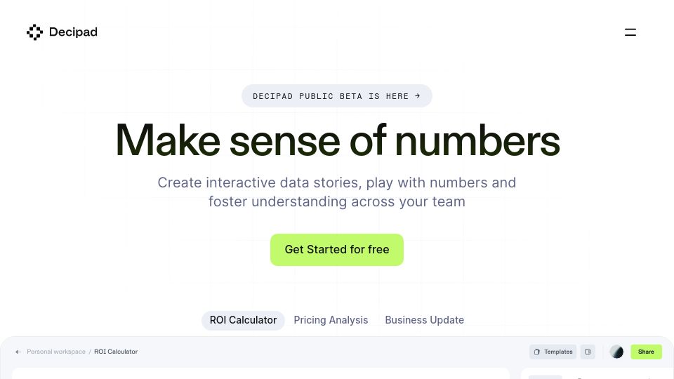Screenshot of decipad.com: Show HN: A Notion-like platform for building interactive models
