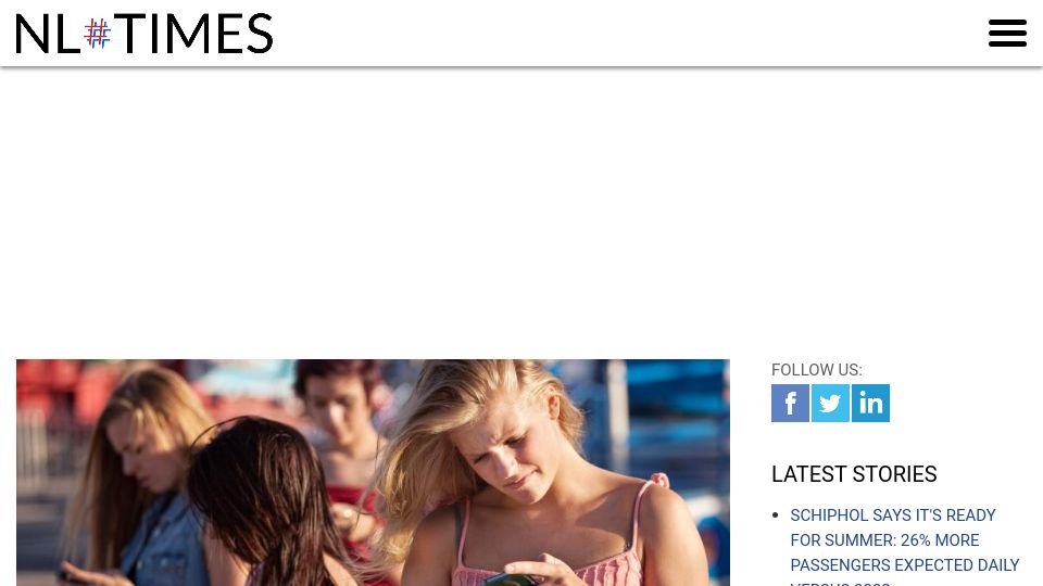 Screenshot of nltimes.nl: Dutch rules will soon prevent schoolchildren from having a phone in classroom