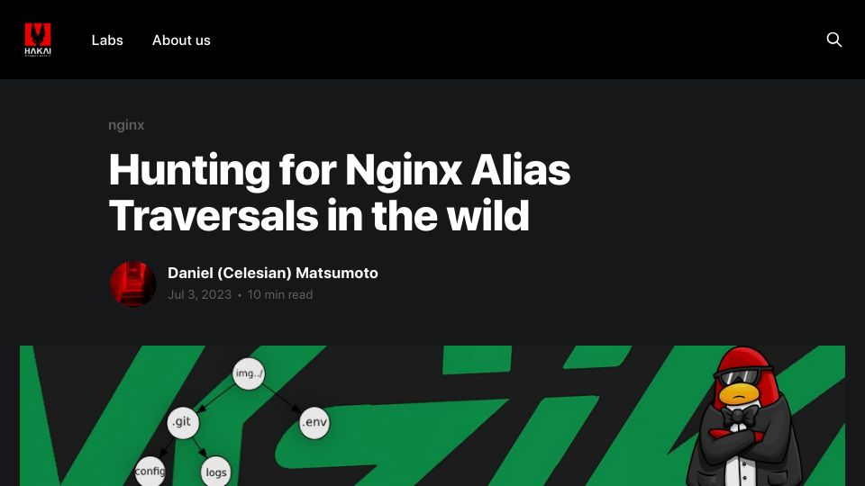 Screenshot of labs.hakaioffsec.com: Leaking Bitwarden's Vault with a Nginx vulnerability