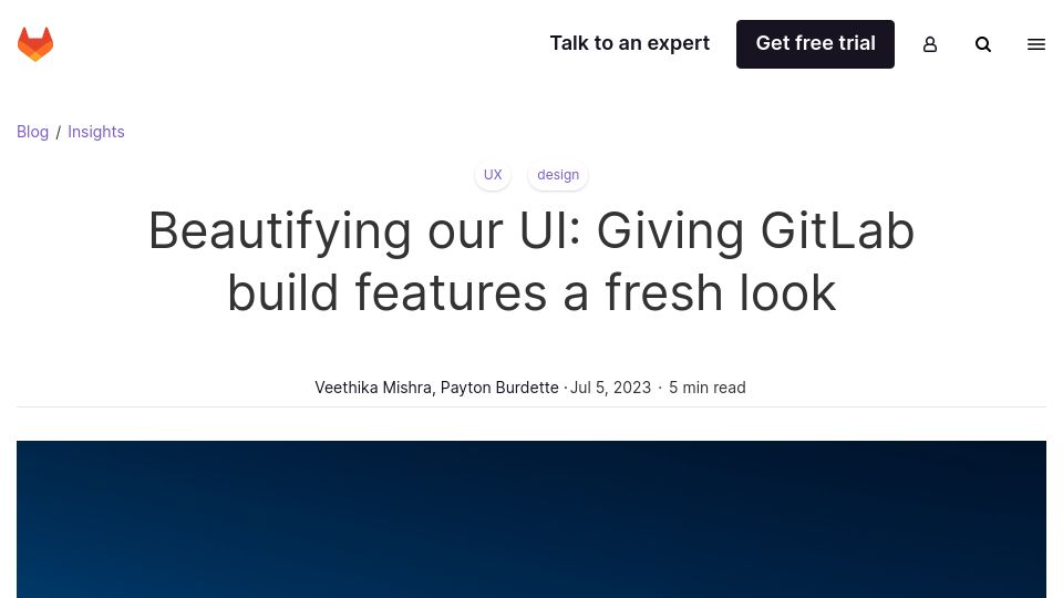 Screenshot of about.gitlab.com: Beautifying our UI: Giving Gitlab build features a fresh look