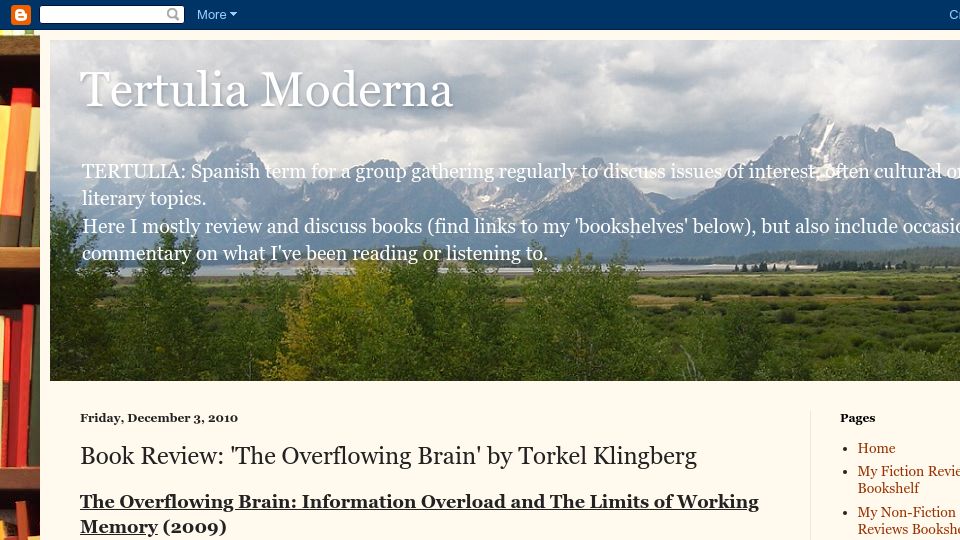 Screenshot of tertulia-moderna.blogspot.com: The Overflowing Brain: Information overload and the limits of working memory