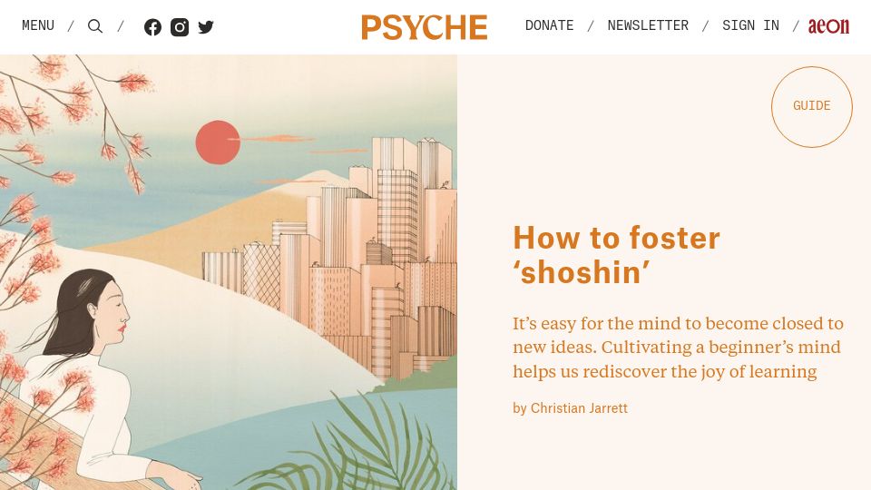 Screenshot of psyche.co: How to foster shoshin