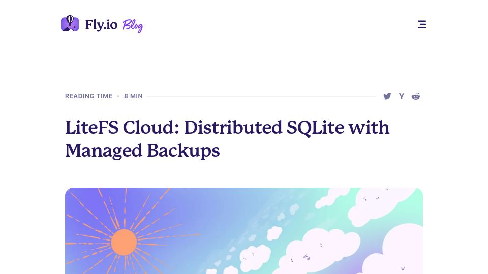 Screenshot of fly.io: LiteFS Cloud: Distributed SQLite with Managed Backups