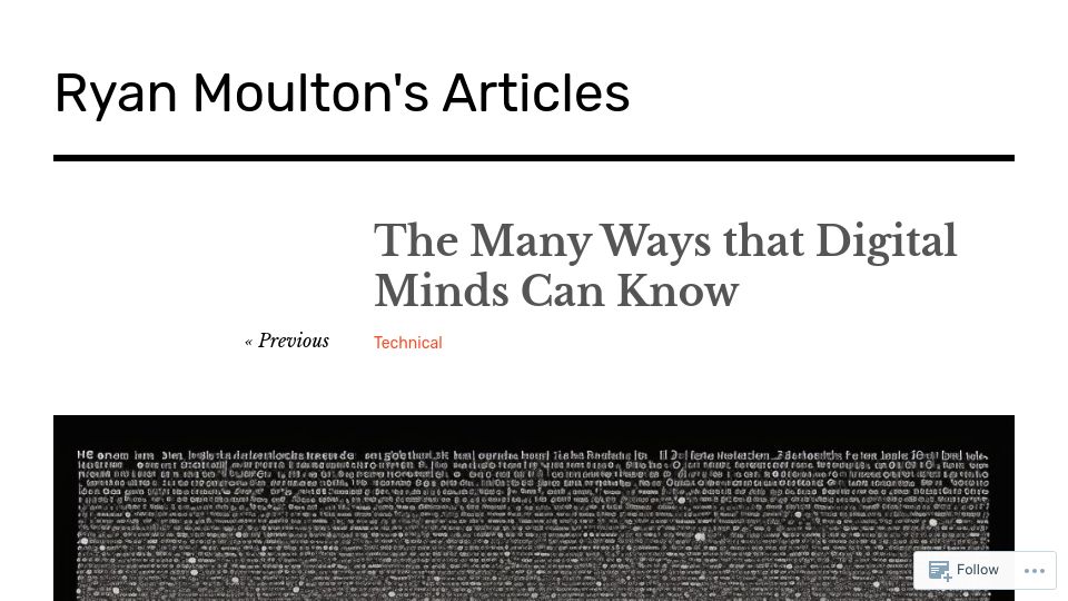 Screenshot of moultano.wordpress.com: The many ways that digital minds can know – A better way to think about LLMs