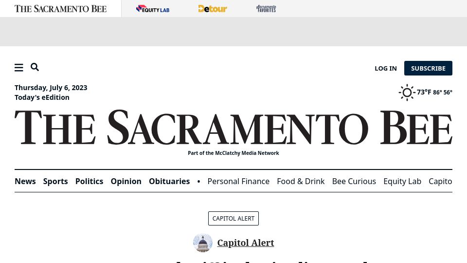 Screenshot of sacbee.com: Sacramento Sheriff sharing license plate reader data with anti-abortion states