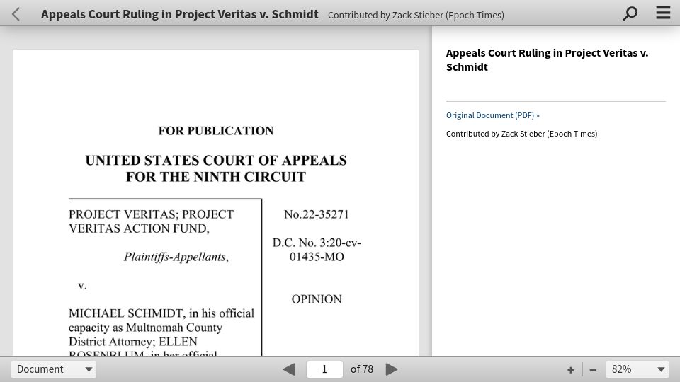 Screenshot of documentcloud.org: Ban on recording without consent is unconstitutional, US court rules