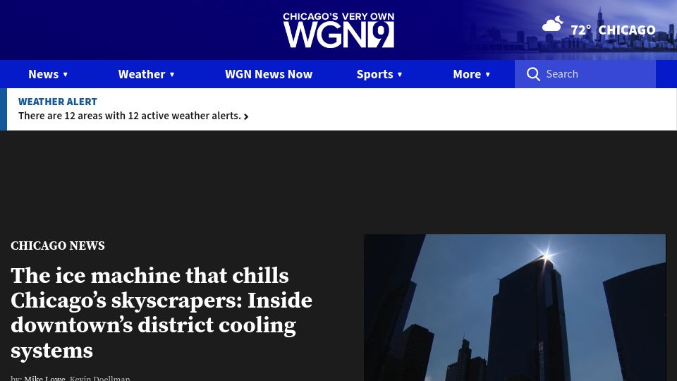 Screenshot of wgntv.com: The ice machine that chills Chicago’s skyscrapers