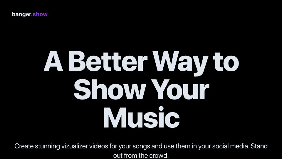 Screenshot of banger.show: Show HN: Banger.show – Create colorful visuals for your songs in seconds