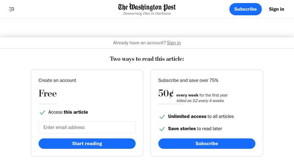 Screenshot of washingtonpost.com: ChatGPT loses users for first time, shaking faith in AI revolution