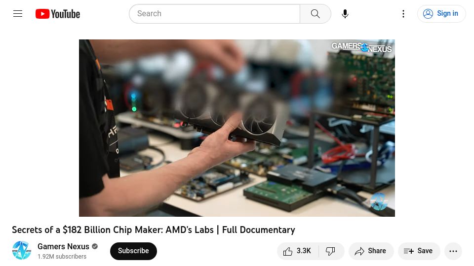 Screenshot of youtube.com: A $182B Chip Maker: AMD's Labs – Full Documentary [video]