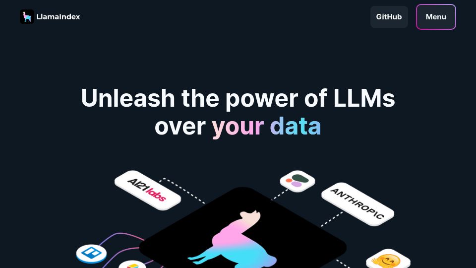 Screenshot of llamaindex.ai: LlamaIndex: Unleash the power of LLMs over your data