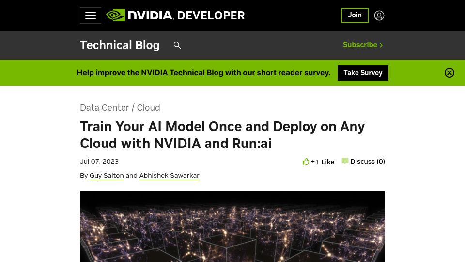 Screenshot of developer.nvidia.com: Train an AI model once and deploy on any cloud