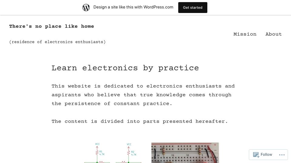 Screenshot of beletronics.wordpress.com: Learn electronics by practice