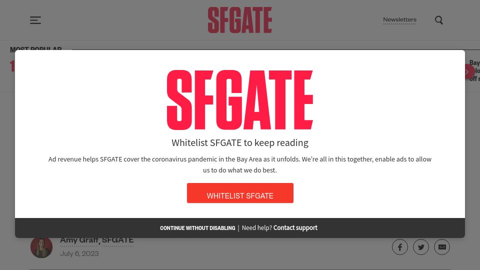 Screenshot of sfgate.com: San Francisco loses 2 big conferences