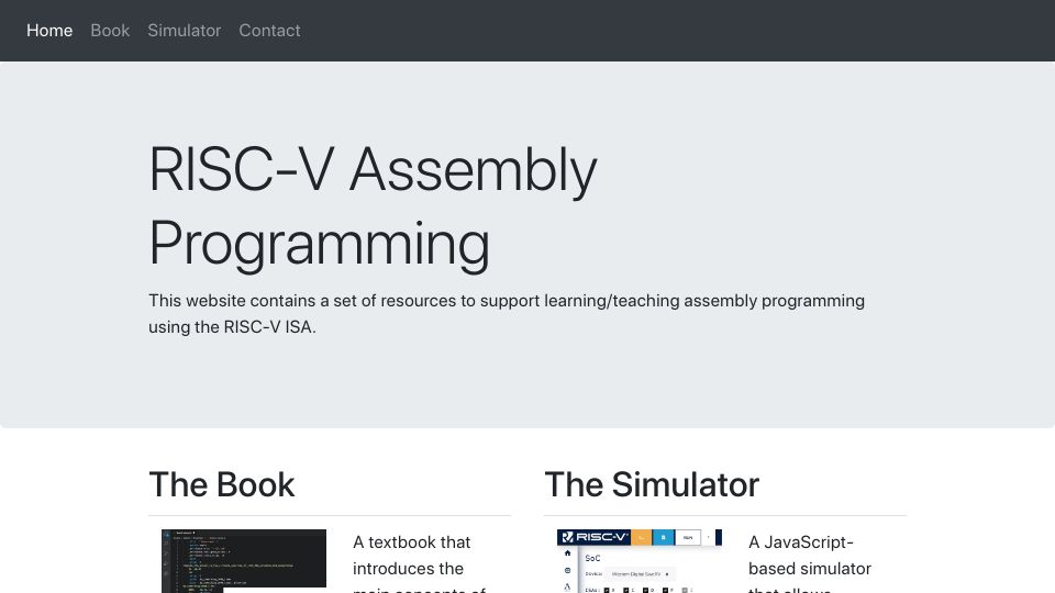 Screenshot of riscv-programming.org: RISC-V Assembly Programming