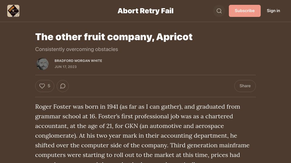 Screenshot of abortretry.fail: The other fruit company, Apricot