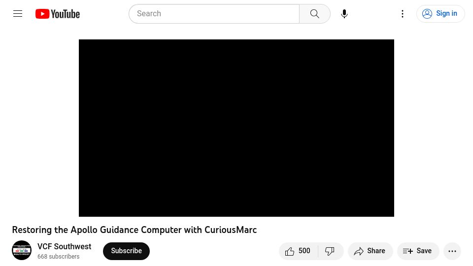 Screenshot of youtube.com: Restoring the Apollo Guidance Computer [video]