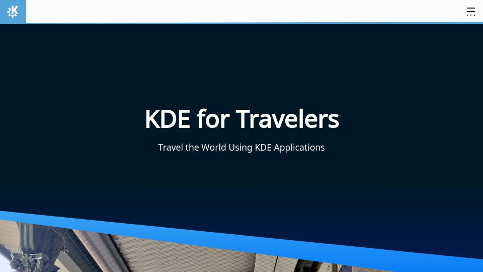 Screenshot of kde.org: KDE for Travelers