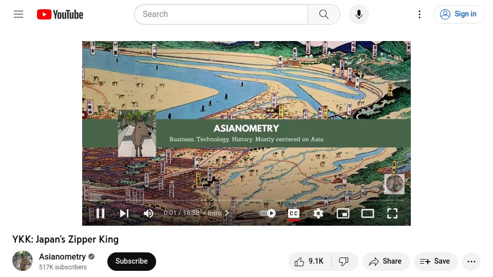 Screenshot of youtube.com: YKK: Japan’s Zipper King [video]