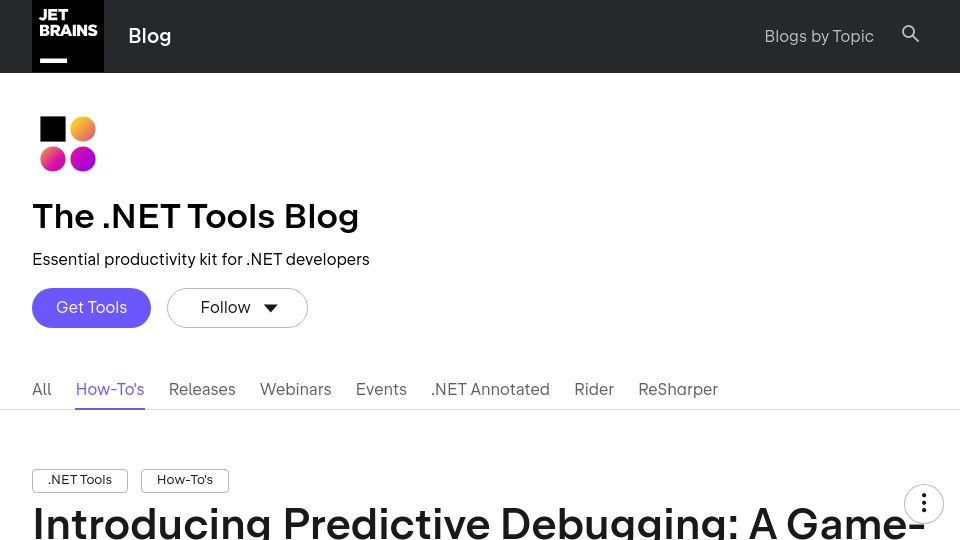 Screenshot of blog.jetbrains.com: Predictive Debugging: A Game-Changing Look into the Future