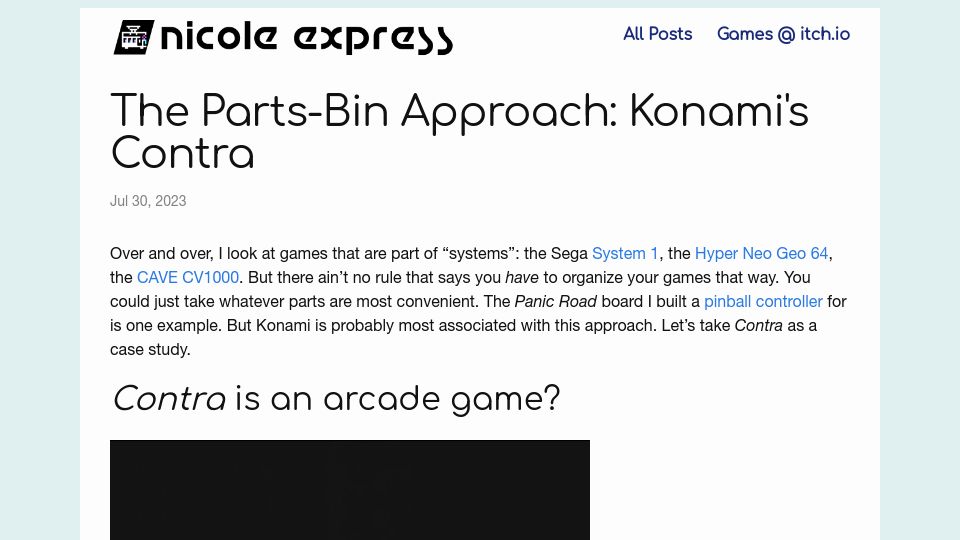 Screenshot of nicole.express: The Parts-Bin Approach: Konami’s Contra
