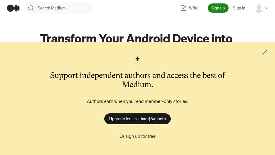 Screenshot of mrs-t.medium.com: Transform your Android device into a Linux desktop