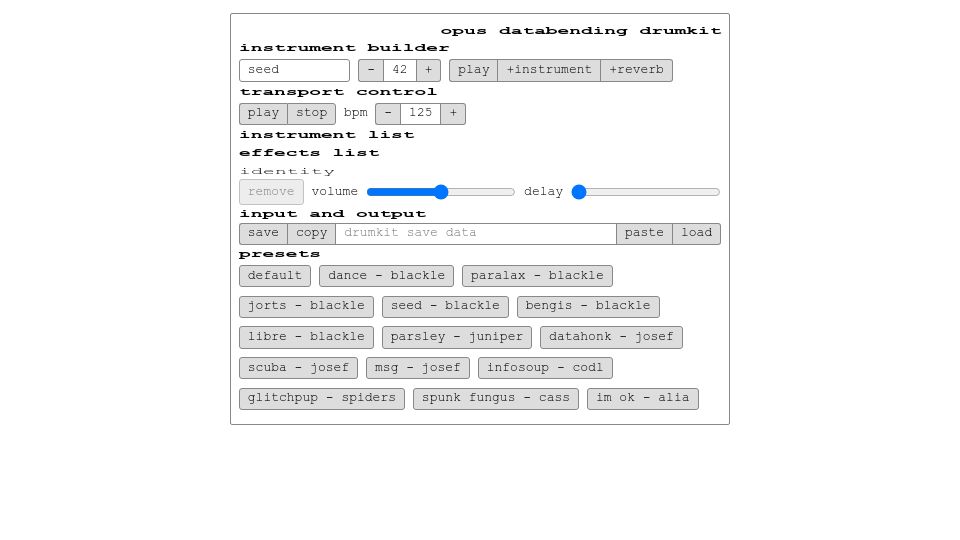 Screenshot of suricrasia.online: Opus Databending Drumkit
