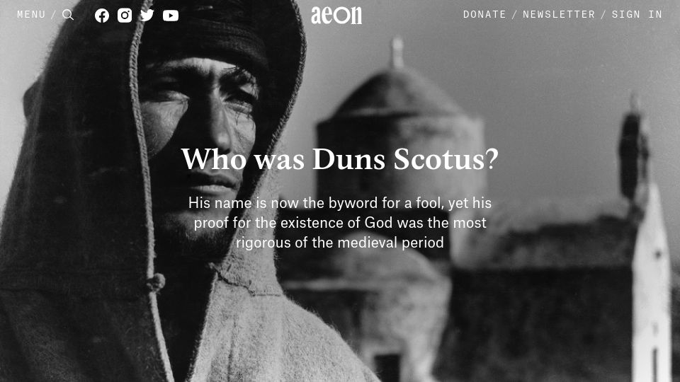 Screenshot of aeon.co: Who Was Duns Scotus?