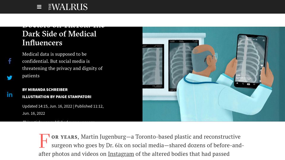 Screenshot of thewalrus.ca: Doctors on TikTok