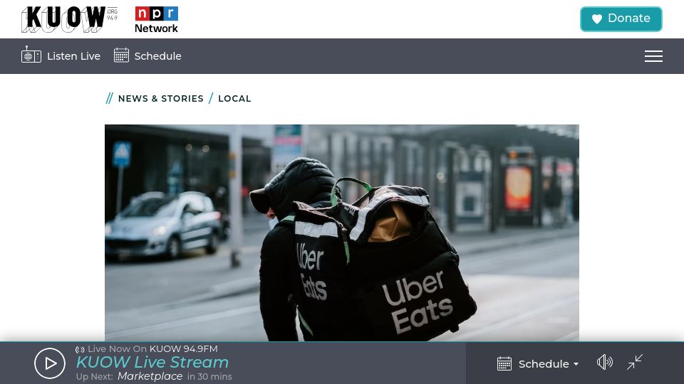 Screenshot of kuow.org: Seattle becomes first in U.S. to protect gig workers from sudden 'deactivation'