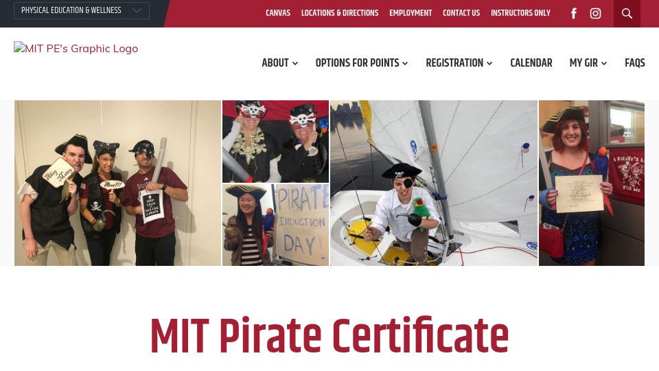 Screenshot of physicaleducationandwellness.mit.edu: MIT Pirate Certificate